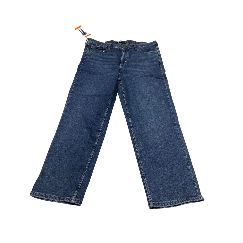Calvin Klein Women's Straight Leg Jeans 16 Dark Blue Denim High Rise NWT